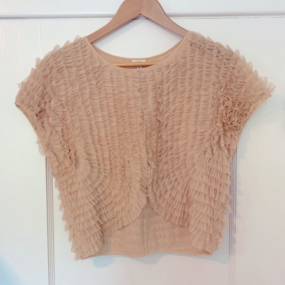 Anthropologie Moyna Ruffle Short Crop Bolero shrug